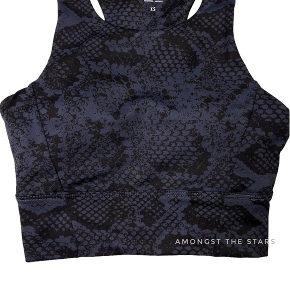 All Fenix Snake Snakeskin Blue Grey & Black Longline Sports Bra - Picture 9 of 11